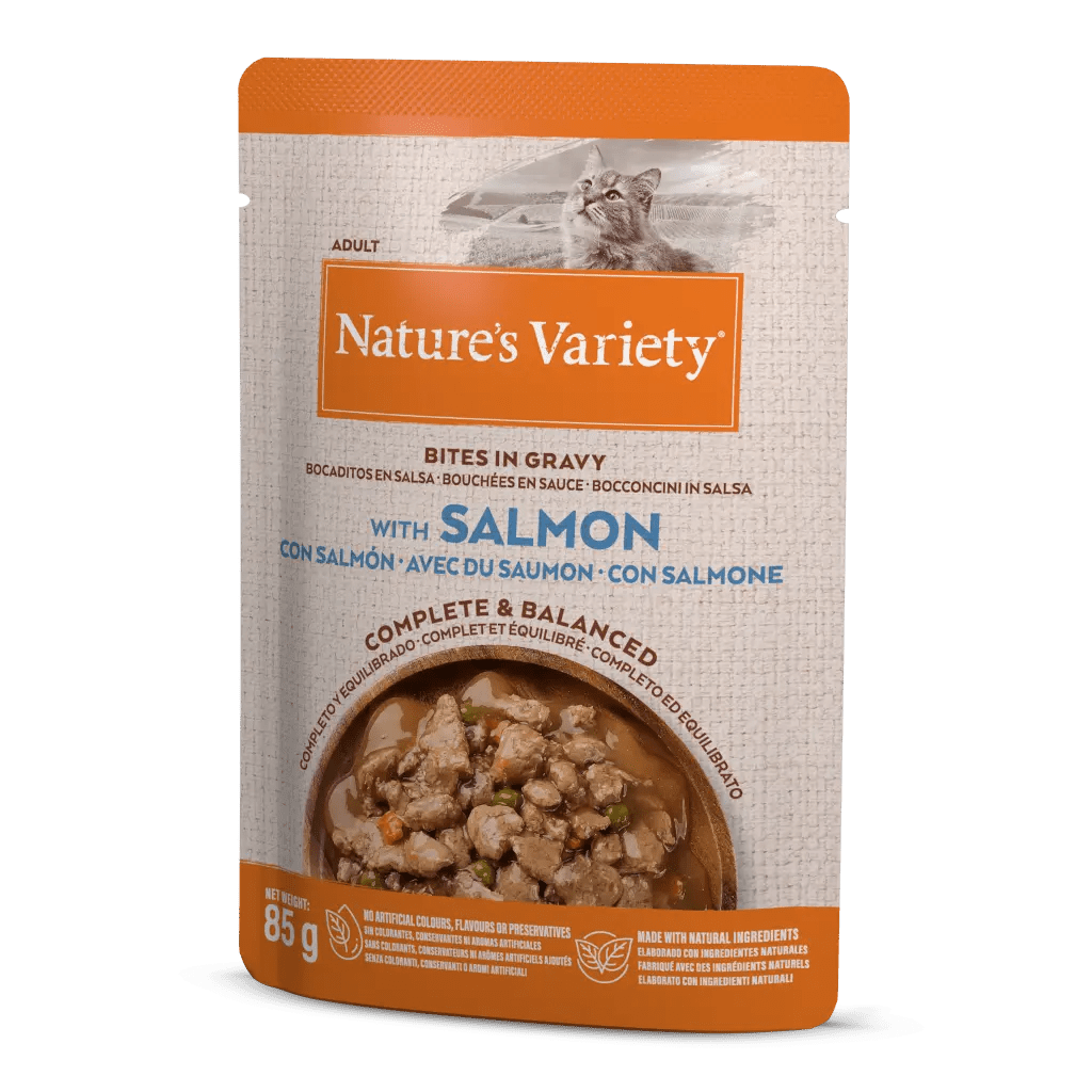 Comida húmeda Nature's Variety con Salmón.
